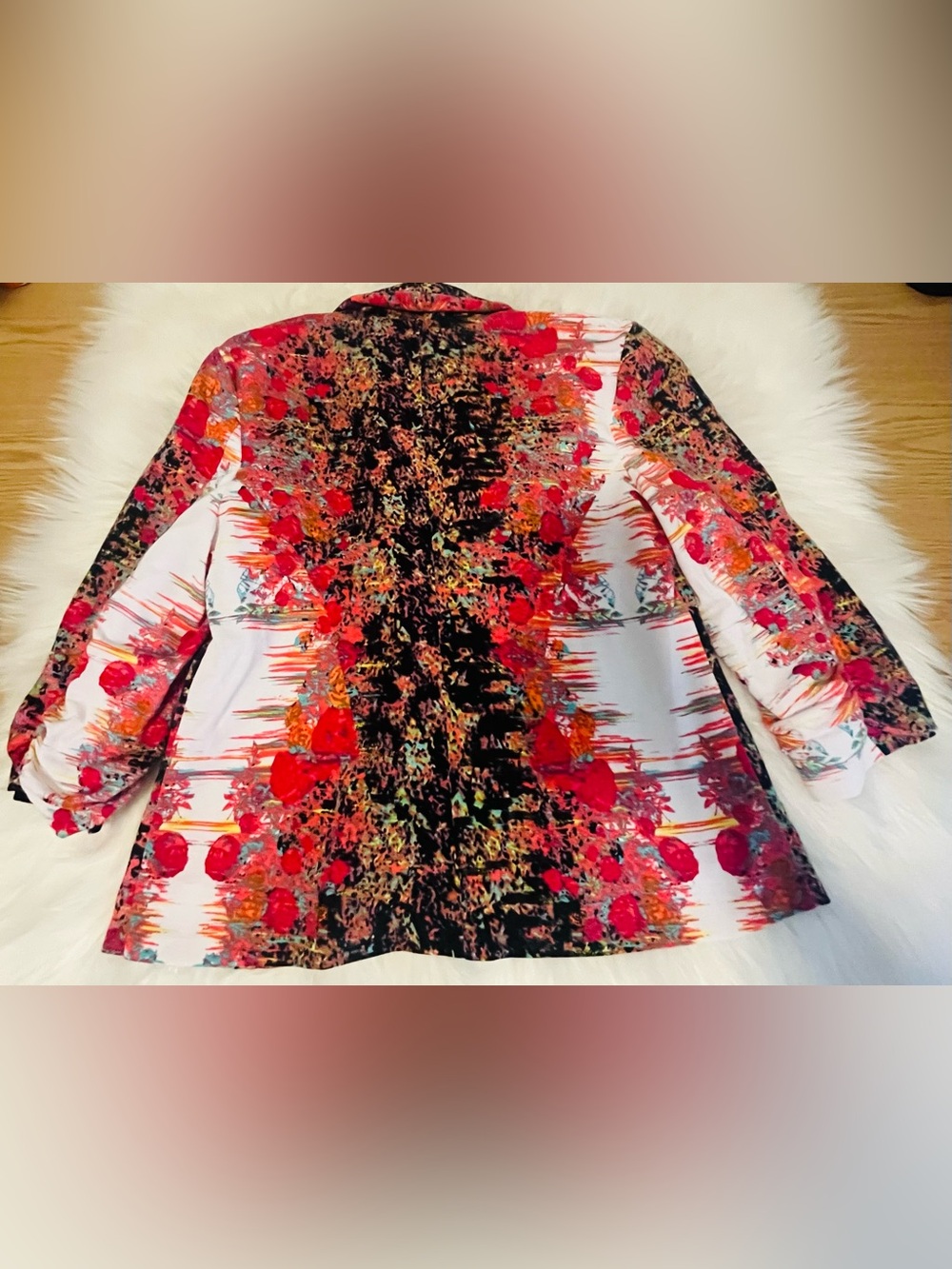 New Directions Women’s Multicolor Geometric Print Blazer One Button Front Size S - Picture 6 of 8